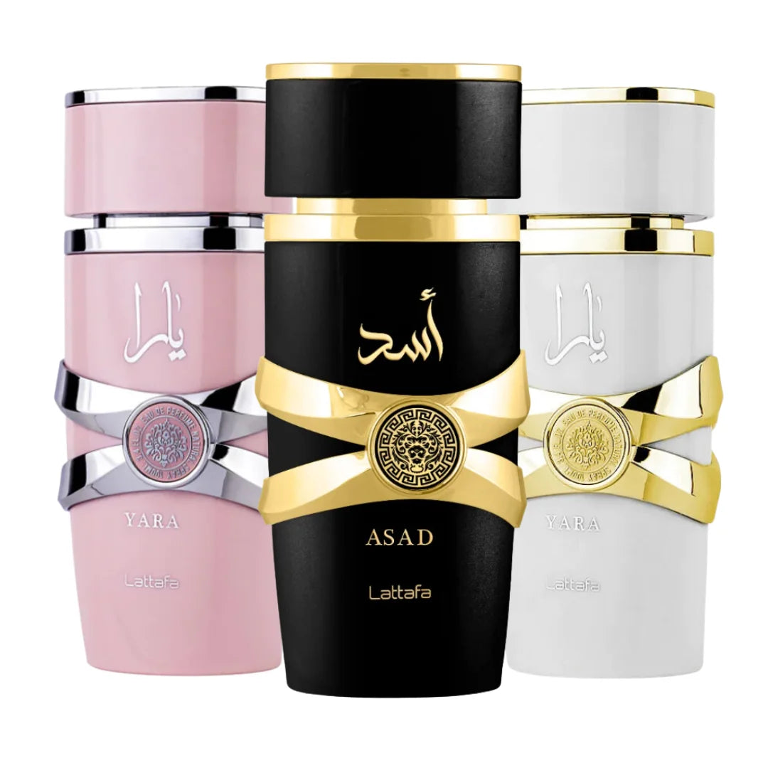 Kit de Perfumes Lattafa Premium 100 ml – ASAD, YARA & YARA MOI